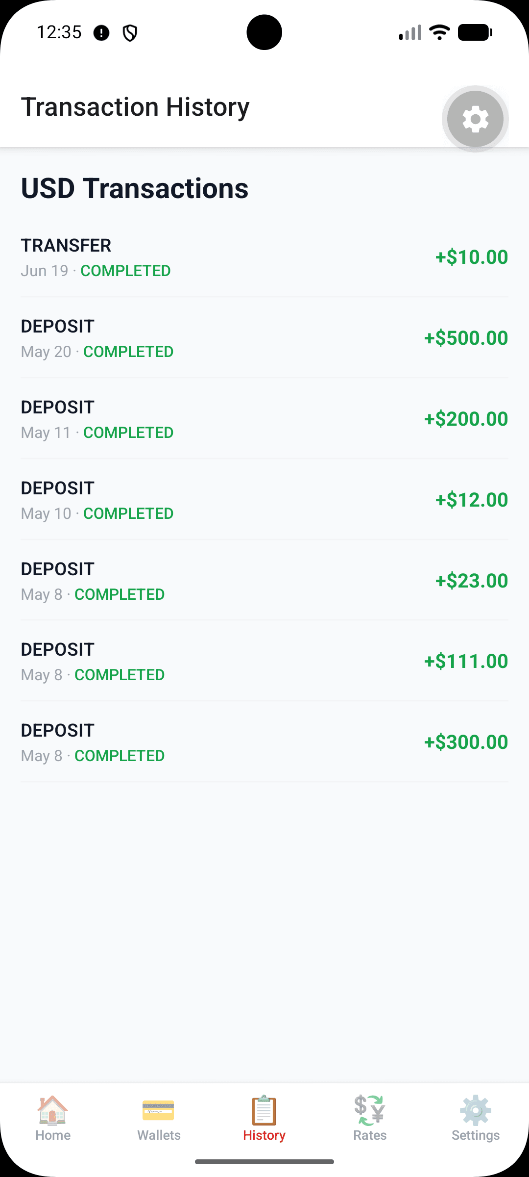Transaction History